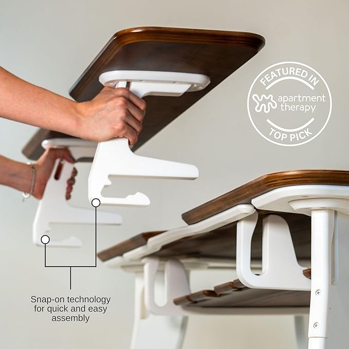 HOEK Collapsible Desk Bundle, 47.5" x 23", Portable Study Desk for Dorm Room, Includes Monitor Shelf, Under Shelf and Wall Storage, Lightweight, Easy No-Tool Assembly (Birch/White)
