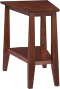 Delton 24 in. Solid Wood Recliner Wedge Side End Side Table with Shelf, Sienna Brown – Leick Home, 10402