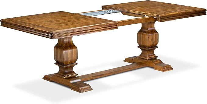 NKFL9-AWA-04-9-Piece Kitchen Table Set Includes a Kitchen Table and 8 Light Tan Linen Fabric Dining Chairs with Padded Chair Back - Antique Walnut Finish.