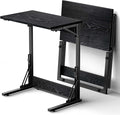 Tatub 24" Folding C Shaped End Table Set of 2, Small Sofa Side Laptop Desk, Couch TV Tray Table for Living Room, Bedroom, Black