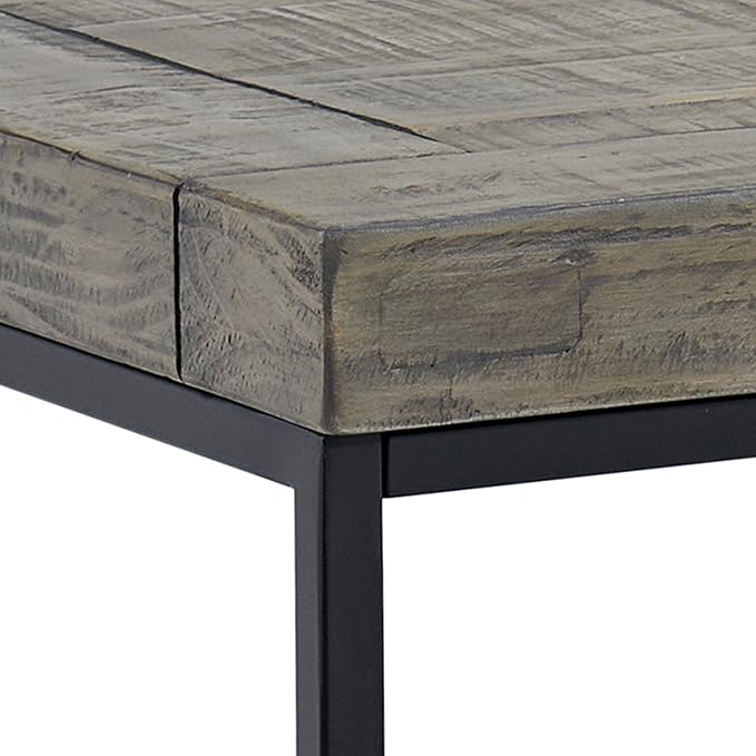 Alaterre Furniture End Table - Industrial Modern Side Table with Wood Top and Metal Frame - Table for Living Room, Bedroom, Hallway, or Dorm Room (Gray)