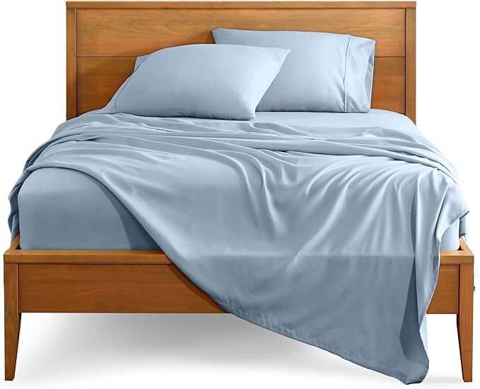 Bare Home Split Head Flex King Sheet Set - 1800 Ultra-Soft Microfiber Bed Sheets - Double Brushed - Deep Pockets - Easy Fit - 4 Piece Set - FlexTop King Bedding (Split Head Flex King, Dusty Blue)