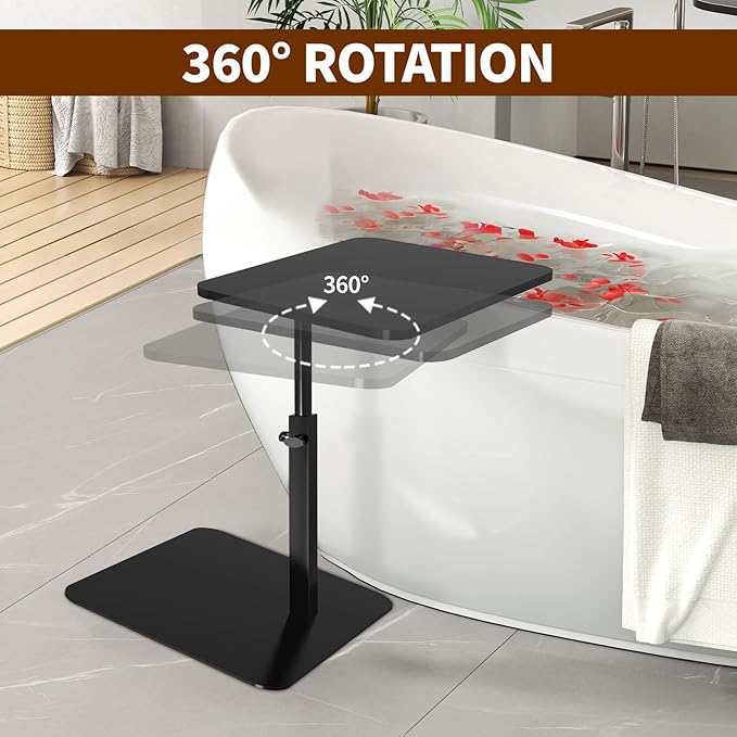C Table for Sofa, C Table Adjustable Height, Living Room/Bedroom Small C Side, Tables for Small Spaces Table, Living Room Table, Bedroom Table, Bedside Table(Pine Wood) (Walnut Color)