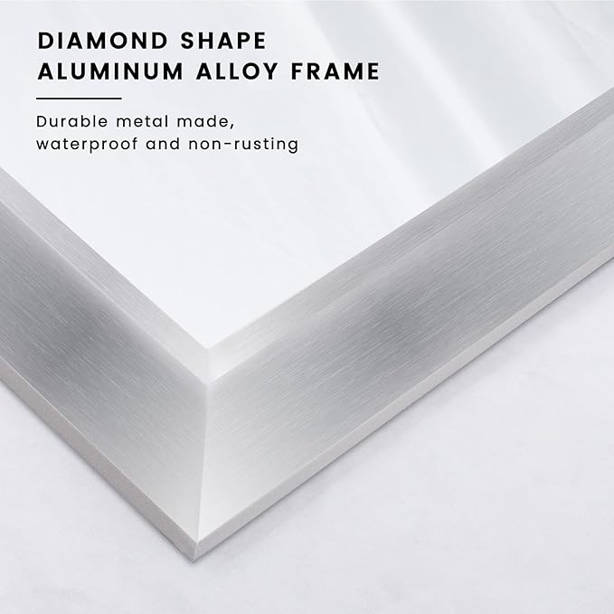 Amorho 24x30 Inch Bathroom Mirror Silver, Thick Metal Framed Wall Mirrors for Over Sink, Brushed Nickel Mirror Perfect for Bedroom, Living Room, Entryway, Rectangle (Horizontal/Vertical).