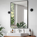 Matte Black Mirror, 24x32 Inch Aluminum Framed Rectangle Mirror, Anti-Rust, Tempered Glass, Square Corner Wall Mirror for Over Sink, Vanity, Bedroom, Entryway, Horizontal/Vertical