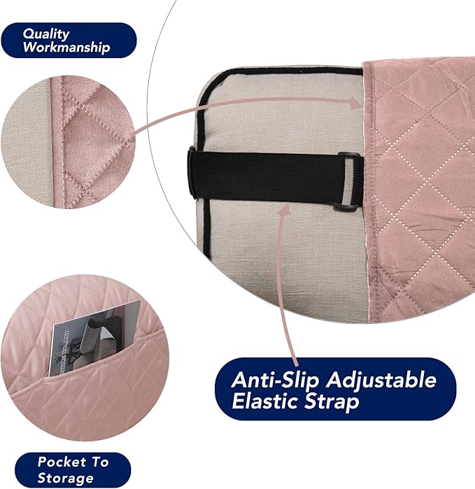 PureFit Reversible Sofa Cover Water Resistant Chair Couch Cover, Machine Washable Furniture Cover with Non-Slip Foam and Adjustable Strap for Dogs, Pets (Chair, Pink/Ivory)