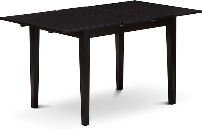 East West Furniture NOCE3-BLK-21 3 Piece Dining Table Set Contains a Rectangle Dining Room Table with Butterfly Leaf and 2 Mineral Blue Linen Fabric Parsons Chairs, 32x54 Inch, Black