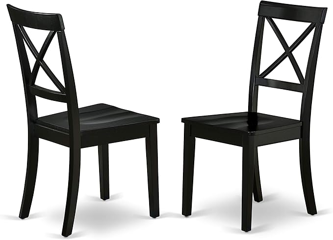 East West Furniture LGBO5-BLK-W 5 Piece Kitchen Table & Chairs Set Includes a Rectangle Dining Room Table with Butterfly Leaf and 4 Dining Chairs, 42x84 Inch, Black