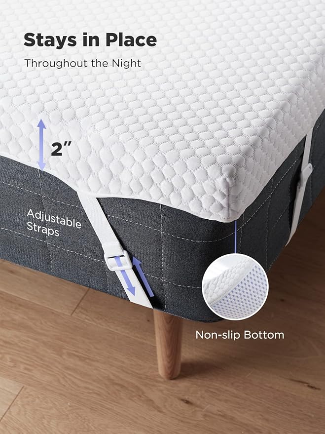 PERLECARE 2 Inch Gel Memory Foam Mattress Topper for Pressure Relief, Premium Soft Mattress Topper for Cooling Sleep, Non-Slip Design with Removable & Washable Cover, CertiPUR-US Certified - Twin