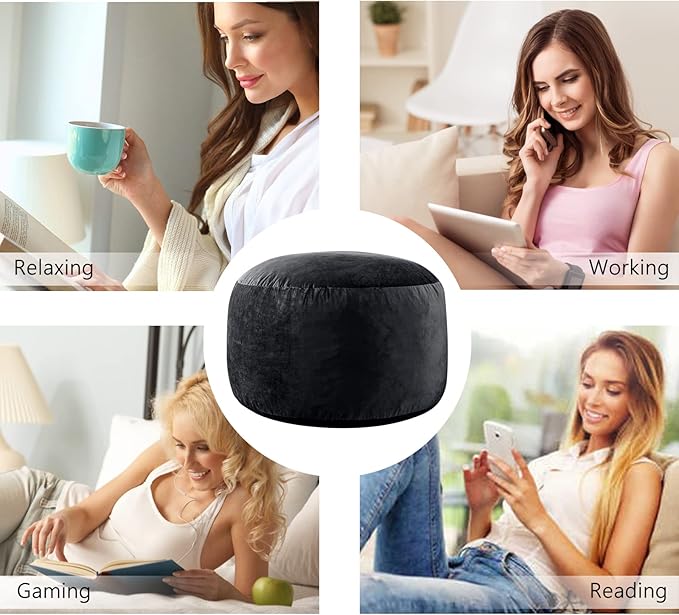 4 Ft Bean Bag Chairs for Adults/Teens with Memory Foam Filling, Comfy Bean Bag Sofa with Filler Included, Soft Dutch Velvet Fabric Beanbags,4 Foot, Black