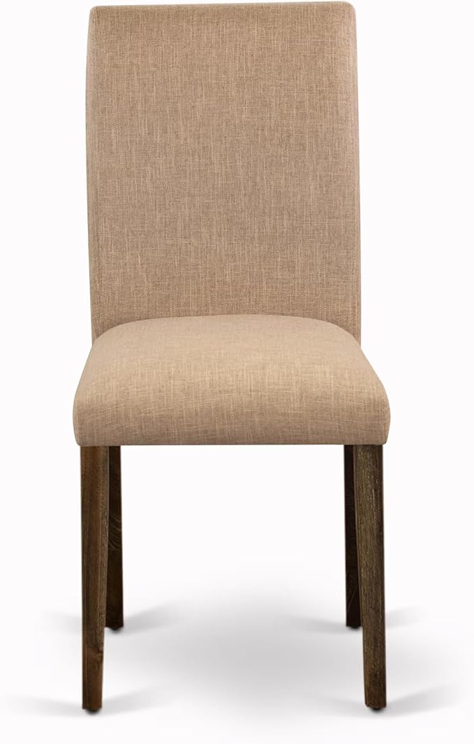 East West Furniture V797AB747-7 7 Piece Kitchen Table Set Consist of a Rectangle Dining Table with V-Legs and 6 Light Sable Linen Fabric Parson Dining Chairs, 40x72 Inch, Multi-Color