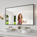 Koonmi Bathroom Mirror 30x50 Black Bathroom Wall-Mounted Mirrors, Modern Vanity Mirror for Bedroom, Living Room, Aluminum Alloy Frame Allow to Hang Horizontally or Vertically