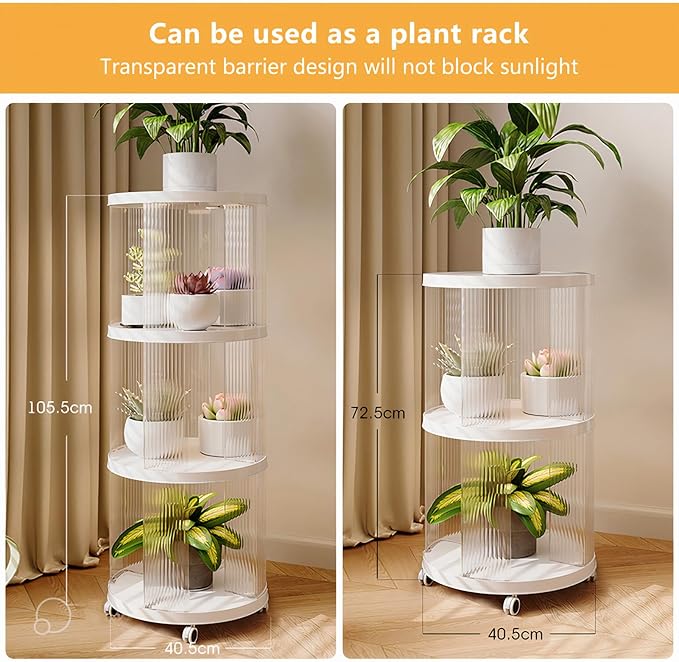 Rotating Bookshelf, 360°Display Spinning Bookshelf, 2 Tiers Moveable White Small Mobile Corner Bookcase Suitable for Bedrooms, Living Looms, Offices, and Study Rooms