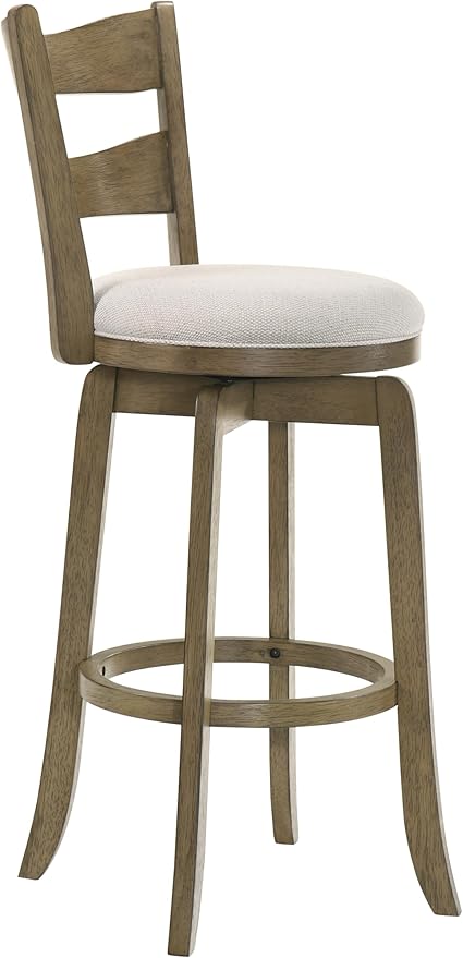 Armen Living Blair 26 in. Putty Brown Counter Height Rubberwood Swivel Barstool with Cream Fabric Seat - Set of 4