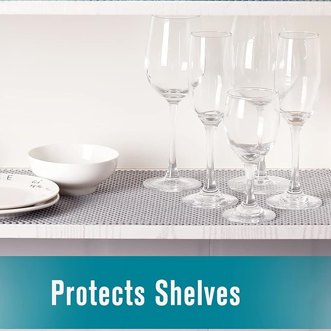 Shelf and Drawer Liner for Kitchen Cabinets Non-Adhesive, Non Slip Durable Strong Clean Long Size 12 Inches X 20 Feet, Shelves, Cabinets, Storage, Kitchen and Desks, Silver Gray