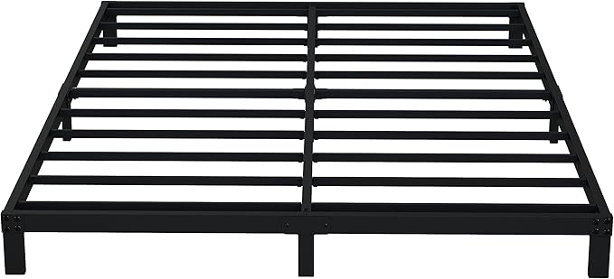 EMODA 6 Inch Full Size Bed Frame Heavy Duty Metal Platform No Box Spring Needed, Easy Assembly Noise Free, Black