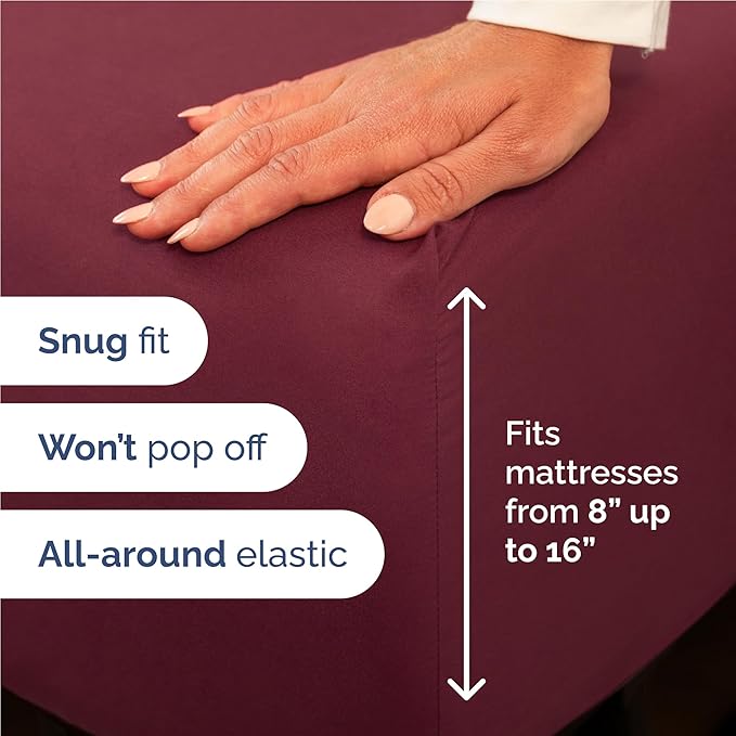 Twin XL Size 3 Piece Sheet Set - Comfy Breathable & Cooling Bed Sheets Set - Hotel Luxury Bedding for Women, Men, Kids, Teens, Boys & Girls - Deep Pockets, Soft and Wrinkle Free - Oeko-Tex - Burgundy