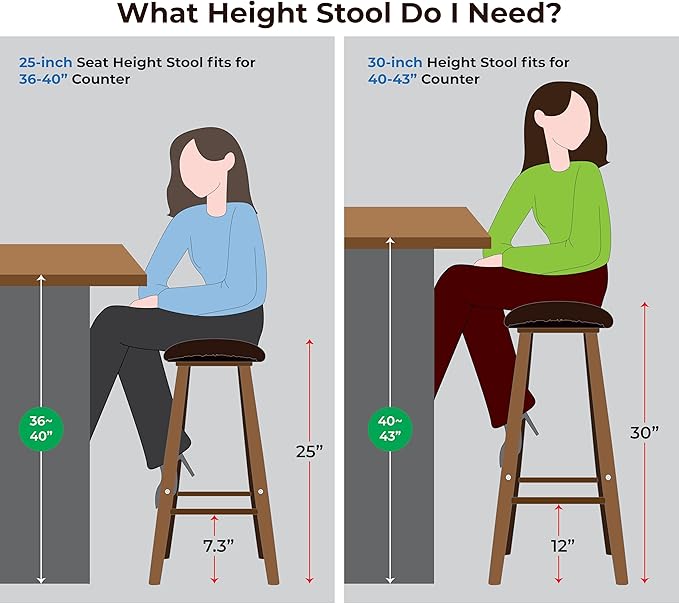 Nora 30" Backless Bar Stool, Saddle Seat Design, Solid Rubber Wood Frame with Rich Brown Finish, Perfect for Kitchen Counter, Bar Area, or High Dining Spaces