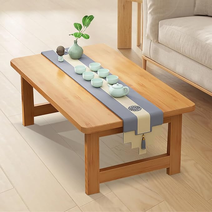 Japanese Floor Sitting Table, Folding Wood Tea Table Chabudai Japanese Coffee Table Low Table for Living Room Home Tatami Office (B 31.5 * 15.7 * 11.8 INCH)