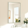 TETOTE Brushed Nickel Mirror for Bathroom Sink 24" x 36" Beveled Frame Brushed Nickel Vanity Rectangle Mirror for Bathroom Wall, Modern Farmhouse, Tempered Glass, Shatterproof, Stronger Frame
