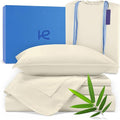 Kickoff Viscose Bamboo Sheets Twin Size 3-pc 100% Organic Bamboo Viscose Bed Cooling Sheets Twin Size Set Cool Bedding for hot Sleepers Sheet, Flat, Fitted, Pillowcase (Buttercream, T)