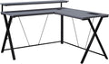 OSP Home Furnishings Checkpoint Battlestation L Shaped Gaming Desk with RGB LED Lights, Black