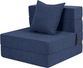 Folding Sofa Bed, High-Density Memory Foam Sofa with a Fluffy Pillow, Floor Couch Guest Bed, Single Size, Navy