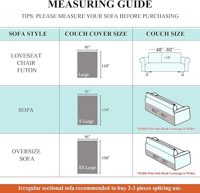 STACYPIK Silver Gray Chenille Sofa Covers, Herringbone Jacquard Sectional Couch Cover, Furniture Protector for 3 Cushion Couch, L-Shaped Sofa Covers for Loveseat, Washable Multi-use Blankets-91X134IN