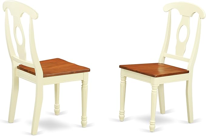 East West Furniture QUKE9-WHI-W 9 Piece Dining Room Furniture Set Includes a Rectangle Kitchen Table with Butterfly Leaf and 8 Dining Chairs, 40x78 Inch, Buttermilk & Cherry