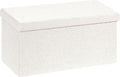 30.1" Storage Ottoman Bench - Foldable Foot Rest Stool Bedroom Bench for Living Room, Entryway-White