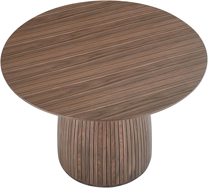 Wooden Kitchen Round Dining Table for 4-6, Round Kitchen Table with Circular Tabletop with Wood Pedestal Base, Rustic Farmhouse Furniture