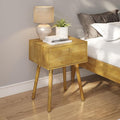 Bme Alden Wood Nightstand, Solid Wood End Table, Mid Century Modern Nightstand, Side Table with 1 Drawer, Compact for Bedroom, Living Room & Study Room, Easy Assembly, Light Natural
