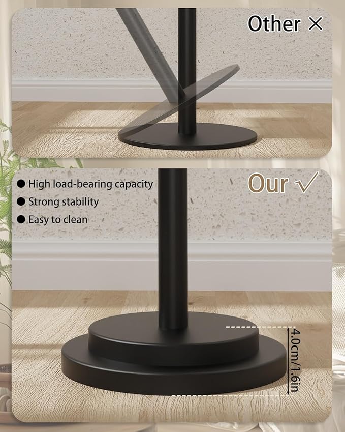 Small Side Table, Height Adjustable Nightstand, Square Indoor Metal Plant Stand, for Living Room, Bedroom, Office, Bathroom, 1 Pack, Dark Brown, GBZ001RZ-1