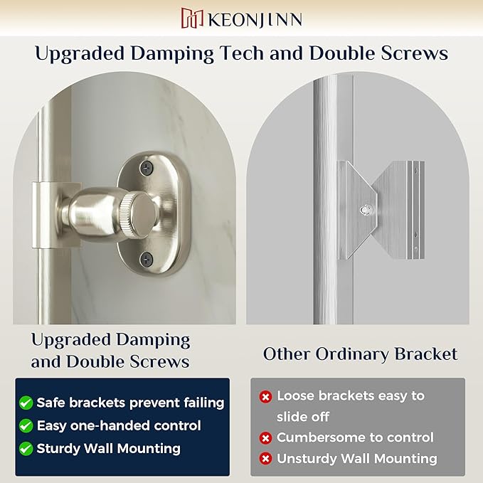 Keonjinn 24 x 36 Inch Pivot Mirror Bathroom, Brushed Nickel Tilt Mirror Bathroom for Wall, Beveled Pivot Rectangle Mirrors for Over Sink, Farmhouse Metal Framed Vanity Mirrors, Horizontal/Vertical