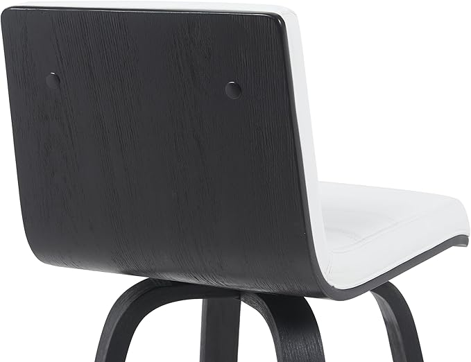 Vienna Modern Counter Height Swivel Bar Stool with Snow White Faux Leather Seat and Black Brushed Wood Frame Set of 3