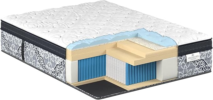 Kingsdown Passions Kelbrooke 16" Ultra Plush Euro Pillow Top Hybrid Mattress California King, Gel Memory Foam Layer Motion Isolation Quilted Top Premium Mattress