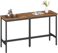 VASAGLE Bar Table, Narrow Long Kitchen Dining Table, Sturdy Metal Frame, Industrial, 15.7 x 63 x 35.4 Inches, Rustic Brown and Ink Black ULBT160K01V1