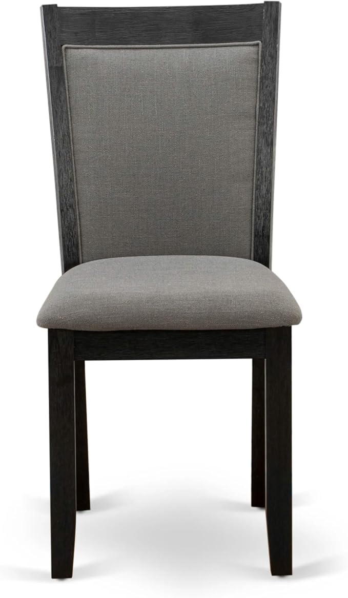 X07MZ-BC6-50 - 10-Pc Dining Table Set a Kitchen Table with a coffee Table and a wooden Bench & 7 Dark Gotham Grey Fabric Dining Chair, 39x120 Inch, Wire Brushed Black