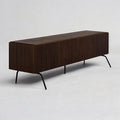 NTC Veil TV Stand with 4 Doors for TVs up to 75’’, Media Console with Vertical Groove Design and Metal Legs, Modern Entertainment Center for Living Room and Bedroom, Effortless Assembly, Dark Walnut