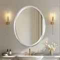 OVALCREST - Oval Wooden Beveled Wall Mirror for Home Decor, Bathroom, Vanity, Bedroom, Living Room, Hallway - London Style (Silver Leaf with Brown Antique) 19.1 x 25.1