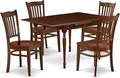East West Furniture MZGR5-MAH-W 5 Piece Modern Dining Table Set Includes a Rectangle Wooden Table with Dropleaf and 4 Dining Room Chairs, 36x54 Inch, Mahogany