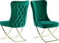 Ottomanson Royal Dining Chairs Set of 8 – Upholstered Tufted Microfiber, Assembled, Gold Metal Legs, Beech Wood Frame, 350 lb Capacity, Green