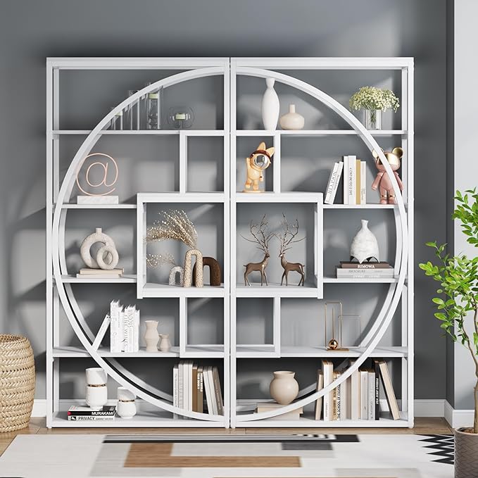 Tribesigns Bookshelf, Modern 5-Tier Etagere Bookcase, 70.8 inch Tall Bookshelf with 8 Open Storage Shelf, Book Shelf Display Tack Shelving Unit for Home Office Living Room, White