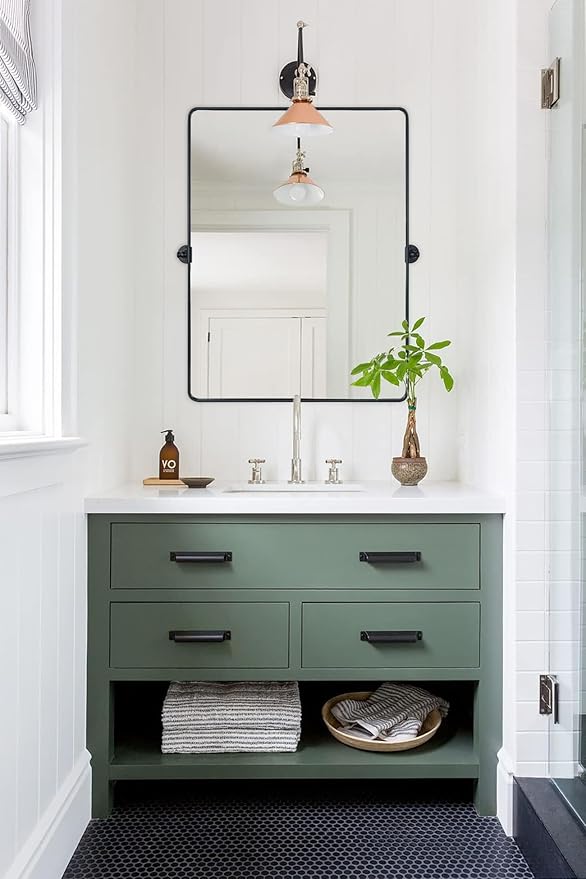 TEHOME 30 x 40'' Oil Rubbed Bronze Pivot Bathroom Mirror Tilt Vanity Mirror Large 40x30'' Dark Bronze Metal Framed Rectangle Pivoting Beveled Vanity Mirrors for Wall, Vertical
