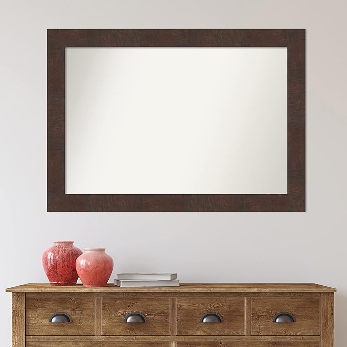 Amanti Art White Bathroom Mirror for Over Sink, 28x40 Wedge White Rectangle Vanity Mirror, Large Modern Frame, Hangs Horizonally and Vertically, Bathroom Wall Decor, Non-Beveled Edge from WI, USA