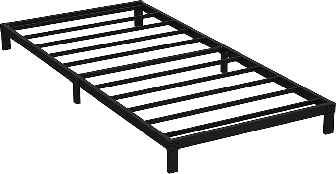 EMODA 6 Inch Twin Bed Frames No Box Spring Needed, Heavy Duty Metal Twin Platform Bed Frame, Noise Free, Easy Assembly, Black
