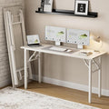 Frylr Small Folding Computer Desk – Portable 55.1 Inch Foldable Laptop Table, Collapsible and Compact for Easy and Fast Setup, Lightweight for Small Spaces, Home Craft and Study Use, White Ash