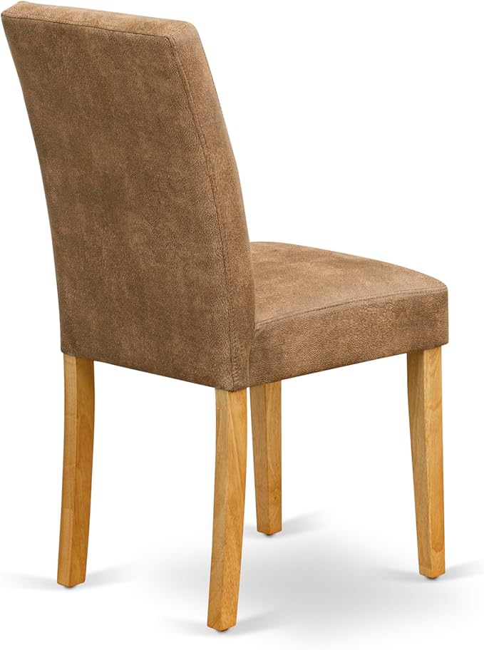 East West Furniture VAAS5-OAK-28 5 Piece Mid Century Modern Dining Set Consists A Dinner Table and 4 Brown Textured Polyester Fabric Upholstered Chairs, Oak