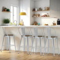 30” Swivel Bar Stools Set of 4, Counter Height Bar Stools Wooden Seat, Metal Industrial Bar Chairs with High Back for Kitchen Island (Silver)