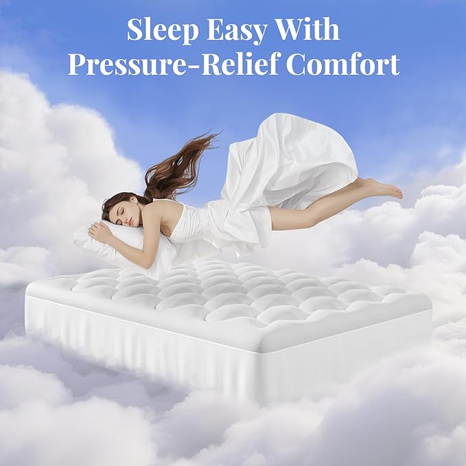 OhGeni Cooling 4 inch Dual Layer Twin XL Mattress Topper for College Dorm Room Essentials, 2 inch Gel Memory Foam, 2 inch Down Alternative Pillow Top Pad, Mattresses Cover for Bed, 6”-19” Deep Pocket